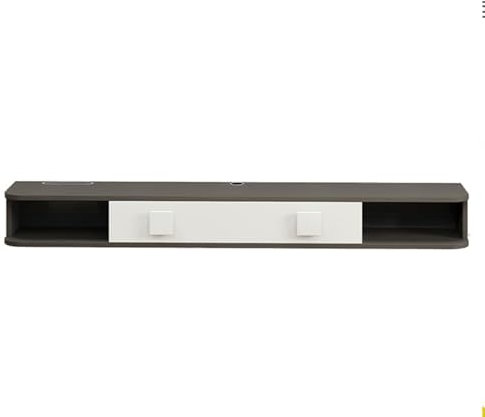 HOLGVE TV Schrank, Nach Unten Klappbare Tür, Fernsehtisch Hängend, An Der Wand Montierter Fernsehschrank Aus Massivholz, Schwebende TV Sideboard Mit Kabellöchern(120x20cm/47.2x7.8inches)