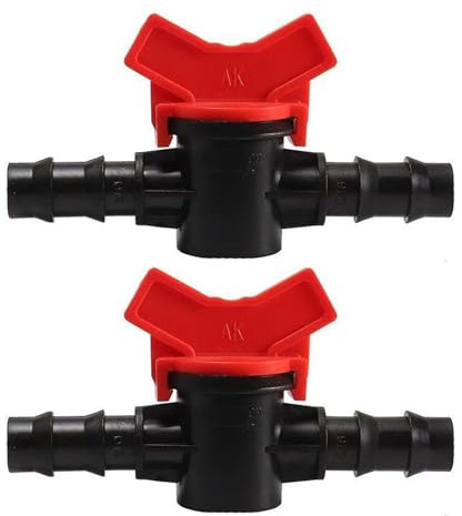 2 válvulas de bola de púas, válvula de bola de púas de riego por goteo de 12 mm, válvula de control de flujo de interruptor de apagado, válvula de bola de púas, adaptador de conector de grifo de unión