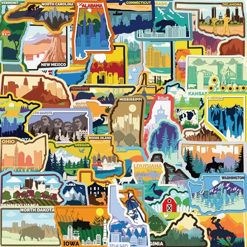 US.Aufkleber für Laptop(50PCS),Geschenk für Kinder Jugendliche Erwachsene Jungen,USA America Wasserdicht Vinyl Aufkleber Stickers für Scrapbook,Skateboard,Auto,Gepäck