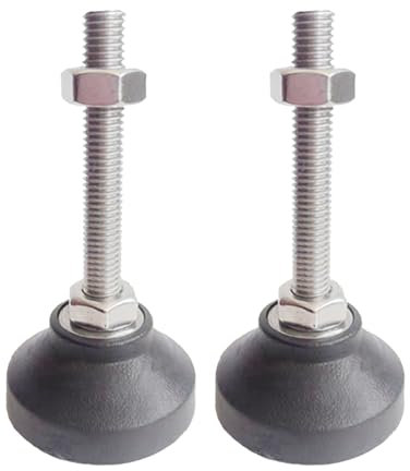 BORDSTRACT Niveleurs de Base en Caoutchouc, 2 pièces Pieds Meubles Réglables M5 Nivellement Métal Filetés, Niveleurs Facilement Réglables, pour Tous Les Types Meubles, Etagères (D30*M5*L50)