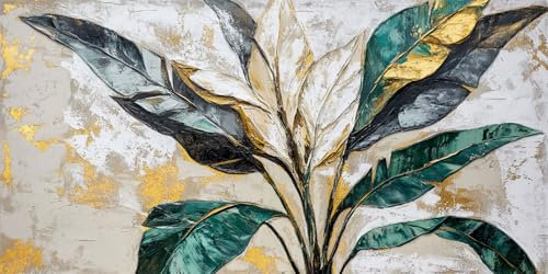 Malen Nach Zahlen Erwachsene Groß Grün, Malen Nach Zahlen Erwachsene Groß Blatt, Paint by Numbers Leinwand XXL 90 x 40 cm, DIY Kreativ Bastelset Handgemalt Ölgemälde Home Décor, Mädchen Geschenk T877