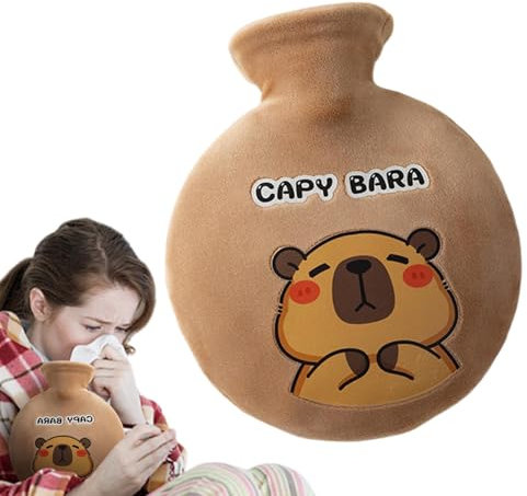 Capybara Hot Water Bottle Hot Water Bottle with Plush Cover | 700ml Hot Water Bag with Capybara Plush Cover - Hand and Foot Warmer Bag, Cartoon for Adults and