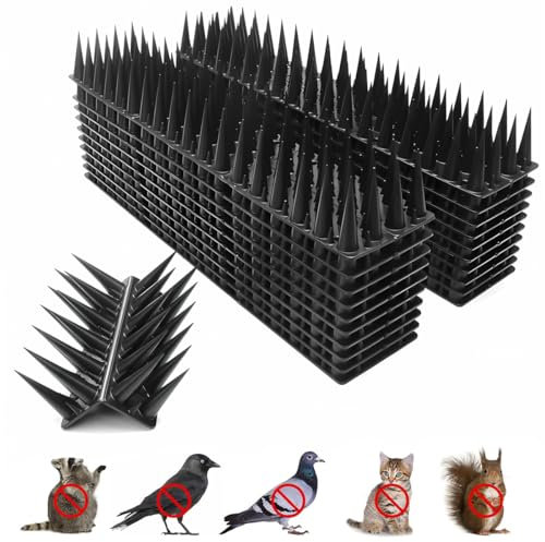 10 Pack Upgraded Fence Spikes Bird Spikes, Expandable Garden Tall Pigeon Spikes, Wall Spikes Bird Squirrel Pigeon Cat Fox Deterrent Repellent Intruder, Anti Climb Spikes (Black, 3M to 6M)