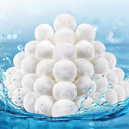 FINEVERNEK 1500g Balle Filtrante Piscine Réutilisables Boule de Coton pour Filtre Piscine Systèmes de Filtration à Sable, Accessoires de Piscine, Nettoyeur de Piscine, Filtre à Sable d'Aquarium