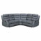 Roma Manual Recliner Corner Sofa – 5-Seater Reclining Couch with Cup Holders – Leather, Linen or Jumbo Cord – Available in Black, Grey or Brown (Leather, Grey)