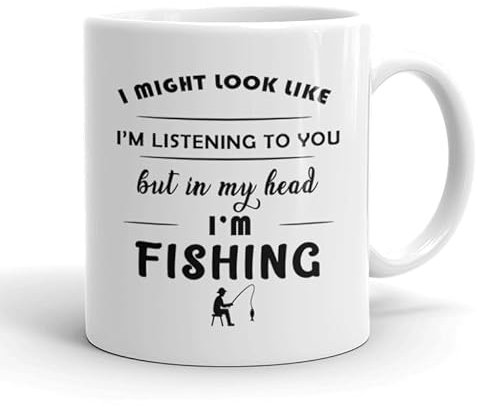 VIROSA Fishing Mug – “in My Head I’m Fishing” – 11oz Ceramic Mug – Funny Gift for Fishermen – Birthday or Relaxing Hobby Present