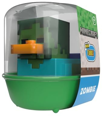 TUBBZ: Minecraft - Zombie Hostile Mob Mini Rubber Duck Collectable Toy 5 cm | Official Minecraft Merchandise – Mini Vinyl Figure with Bathtub Display, Hostile Mob, Gaming Fan Decor & Novelty Duck Gift