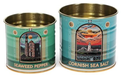 dotcomgiftshop Rex London Cornish Salt and Pepper Storage Tins Set of 2 - Tin Storage, Mini