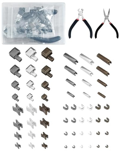 62PCS Metall Reißverschluss Reparaturset mit Endschneidezange und Spitzzange, für #3, #5, #8, #10 U-förmige/einfache Öffnung/H-förmige Schieber für Kleidung, Taschen, Zelte
