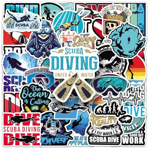 Tauchen Aufkleber 50 Stücke Niedlich Deko für Auto Laptop Skateboard Fahrrad Moped Motorrad Fahrrad Computer,Geeignet für Erwachsene Dive ästhetisch Sticker Set