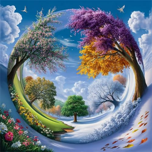 Puzzle 200 Teile Vier-Jahreszeiten-Baum Puzzle für Erwachsene,Kreative Unterhaltung,Spaß,200 Teile Klassisches Puzzles Für Wohnaccessoires und Geschenke