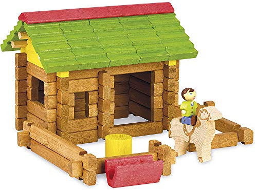 Jeujura - 8230- Jeux de Société-Mon Premier Chalet en Bois - 64 Pieces en Bois