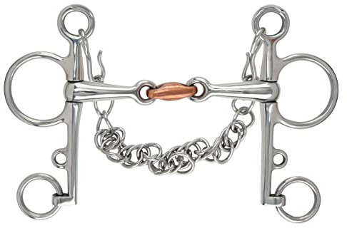 Shires Lozenge Pelham-Gebiss, doppelt gebrochen, gegliedert, mit Kupfer, S/STEEL