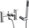 [Bath Shower Tap] Hapilife Waterfall Bathroom Bath Mixer Tub Taps with Handheld Shower Head Attachment, Modern Monobloc Dual Lever Bathtub Filler Taps 2 Hole, Chrome Brass, Deck Mounted