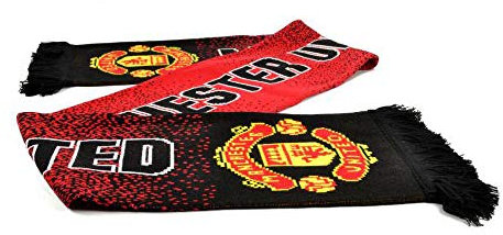 Manchester United Football Club Speckeled Scarf Jacquard Knit Badge Official