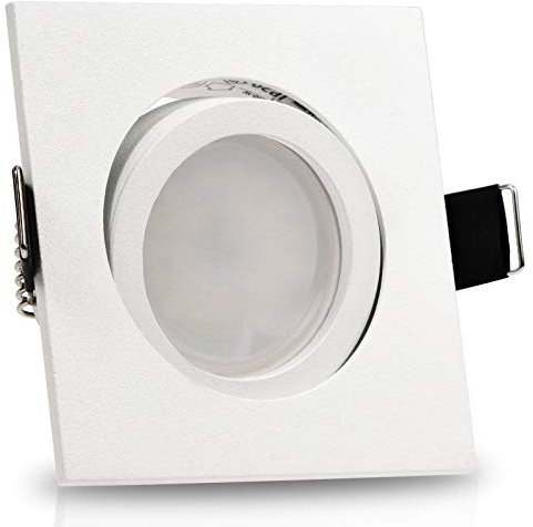 trendlights24 Bianco LED Einbaustrahler 230V Weiß matt eckig dimmbar, 1er Set ultra flach 35 mm LED-Spots 5W Neutralweiß, Deckenspots schwenkbar