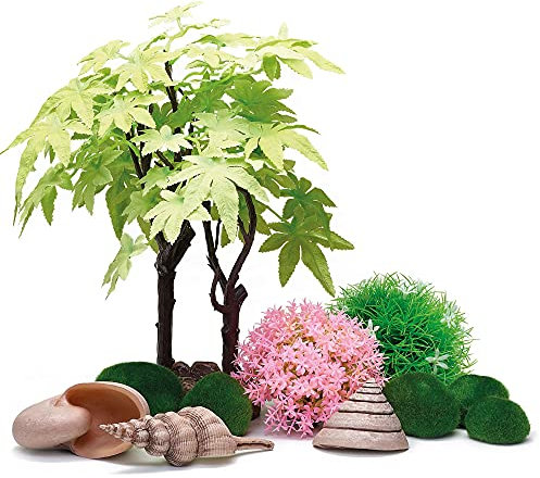biOrb 55029 Decor Set 30L Sommer - Aquariendekoration mit realistischen künstlichen Wasserpflanzen, Wurzeln und Steinen | für Süßwasser und Meerwasser