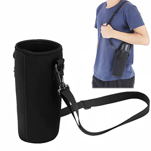 Water Bottle Sleeve, Durable Soft Water Bottle Carrying Pouch, Drink Bottle Holder Bag for Outdoor Camping Hiking Fishing(15cm-Black)
