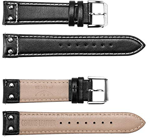 FEICE Uhrenarmband Lederband Dornschließe Ersatzband mit Schnellverschluss Für Herren Damen Armbanduhr