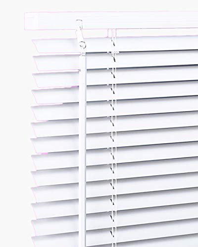 White PVC Venetian Blind Window Blinds Easy Fit Twist Open Close Control Wand Pull Cord Shutters Home Office (75 cm x 150 cm)