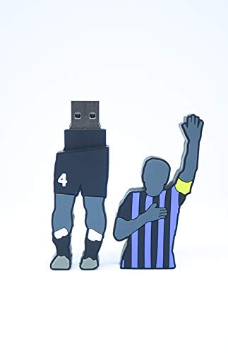 FOOTBALL USB Clé USB Drive 3.0 avec forme de capitaine Zanetti maille noir bleu clair 64 Go lecteur de mémoire flash stylo disque stylo disque haute vitesse idée cadeau pour fans