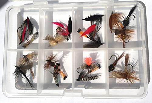 Fliegenfischen für Forellen und Döbel, ohne Widerhaken, gemischte Auswahl, 20 Fliegen im Set, trocken und nass, NYMPH frei, Clipverschluss, #302