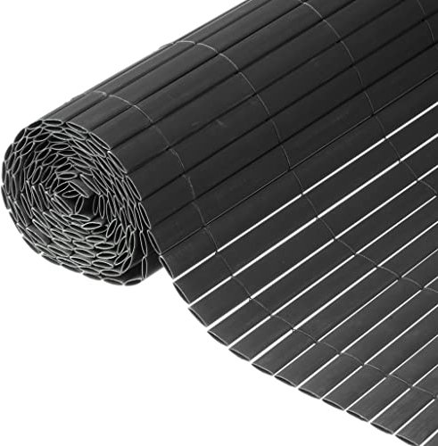 Nature Valla de Ocultación Jardín Doble Cara PVC Gris Antracita Panel Cañizo