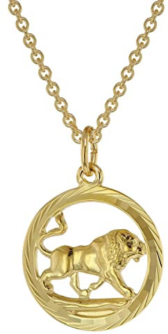 trendor Sternzeichen Löwe Gold 333 Anhänger Ø 16 mm + Halskette Tierkreiszeichen, eleganter Halsschmuck aus Echtgold für Damen, 75940-08