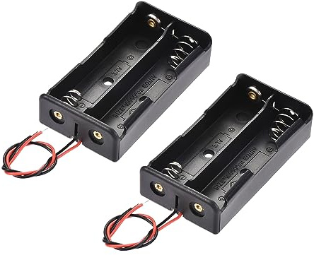 sourcing map Boîte Rangement Boîtier Batterie 2 Emplacements x 3,7V 2Pcs | 2-Fil Conducteur, Pour 2 X 18650 Batterie