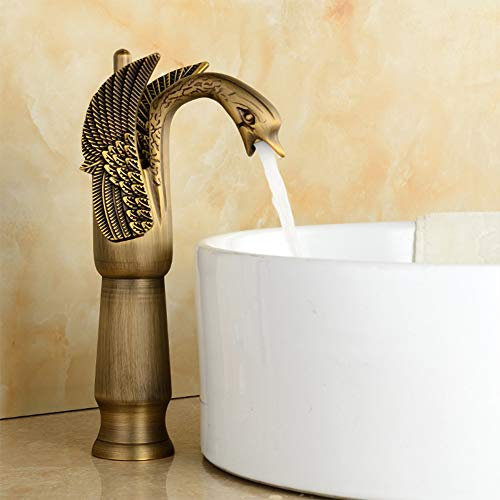 Wasserhahn Bad Waschtischarmatur, Schwarz Antikes Messing Waschtischmischer Armatur Kaltes Und Heißes Wasser Vorhanden, Geeignet Für Badezimmer Und Waschbecken, Einhandmischer Waschtischarmaturen