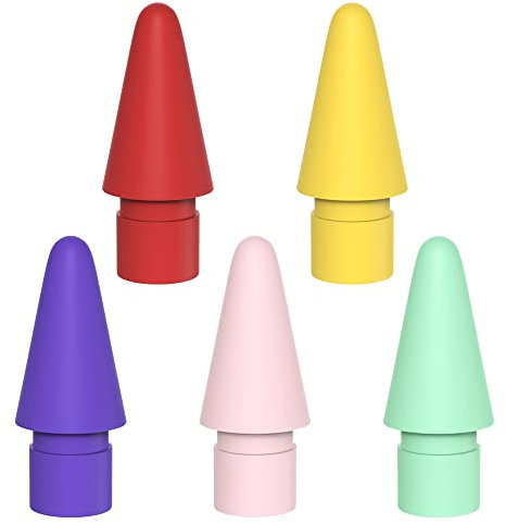 AWINNER Pointe de stylo compatible avec les pointes de stylet Apple 1ère et 2ème génération (rouge/jaune/violet/rose/cyan)