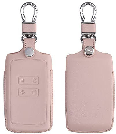 kwmobile Autoschlüssel Hülle kompatibel mit Renault 4-Tasten Smartkey Autoschlüssel (nur Keyless Go) - Leder Schutzhülle Schlüsselhülle Rosegold