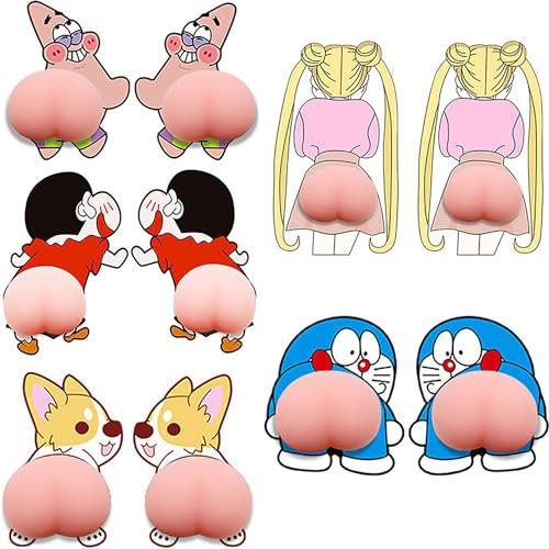 WSNDM 10 Stück Auto Netter Hintern Silikon Aufkleber, Animal Butt Aufkleber 4d Netter Autotelefon Kühlschrank Schutz, Antikollisionsstreifen Cartoon Netter Anti-Kratz, Tier Butt Sticker, Tür Schutz