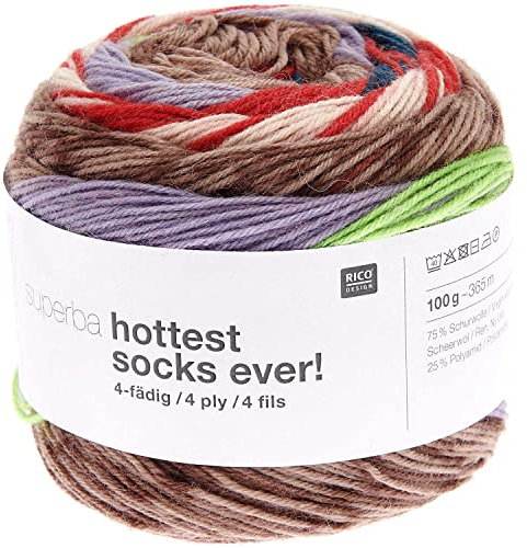 Rico Design Superba Hottest Socks Ever Sockenwolle 4-fädig 100g 265m Schurwolle Block stripes