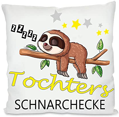 Schnarchecke Kuschelkissen |Geschenk| Eltern Mama, Papa, Tante, Bruder, Schwester | Fotokissen | Motivkissen | bedrucktes Kissen | Baumwolle | Kissen | Motivkissen (mit Kissenfüllung, Tochter)