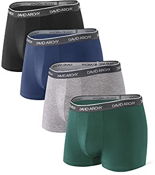 DAVID ARCHY Boxer da Uomo Intimo in Fibra di bambù con Marsupio Mutande Ultra Morbido e Traspirante, Pacco da 4