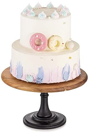 Inweder Holz Kuchenständer Rustikal Tortenplatte - Cupcake Ständer Display Set 25.5cm Runde Nachmittagstee Tortenständer Vintage Dekoration Dessert Display Teller für Backzubehör Hochzeitsdeko