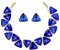 Clearine Art Deco Sparkly Statement Halskette Ohrringe Set Dreieck Schmuckset für Damen, Saphir-Blau Gold-Ton