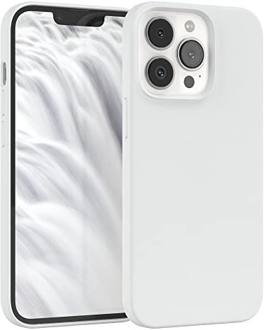 EAZY CASE Premium Silikon Handyhülle kompatibel mit iPhone 13 Pro, Slimcover mit Kameraschutz und Innenfutter, Silikonhülle, Schutzhülle, Bumper, Handy Case, Hülle, Softcase, Weiß
