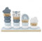 Elefantasie Stapelringe aus Holz blau personalisierbar mit Name und Geburtsdaten Baby Geschenk mit Gravur
