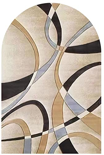 ARUGYTEI Teppich Kurzflor,Kamel, Braun, Linien, rutschfest Waschbar Teppiche für Wohnzimmer Esszimmer Schlafzimmer Bettvorleger Sofa, Gang Innenraum Ecke,arciform,Geometric Shape 70 x 140 cm