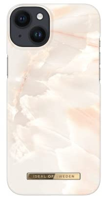 IDEAL OF SWEDEN Bedruckte Handyhülle, niedliches buntes Muster, schützende Abdeckung aus Hartplastik mit Mikrofaserfutter für das iPhone. Kompatibel mit iPhone 14 Plus (Rose Pearl Marble)