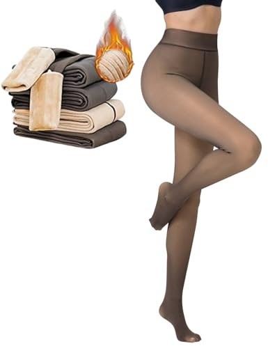 Puimentiua Fleece Lined Leggings Women Thermal Tights Translucent Warm High Waist Snag Tights (200g)