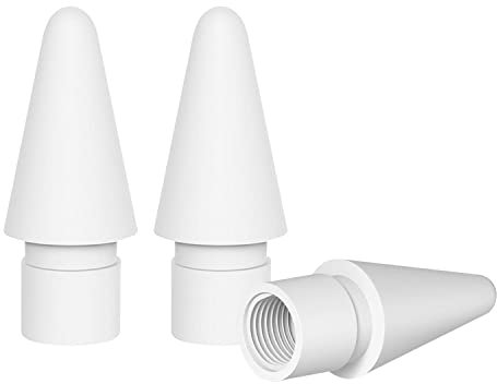ZHONYEE 3 Pack Tips for Apple Pencil, Compatible with iPencil 1st & 2nd Generation, High Sensitivity Stylus Nib, Replacement Tip for iPad Pro (White)