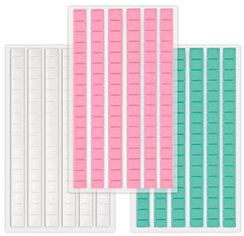 288 Stück Sticky Putty, Klebepads Doppelseitig Bunte Montageknete Wiederverwendbare Wandknete zum Aufhängen von Bildern (Weiß, Blau, Pink)