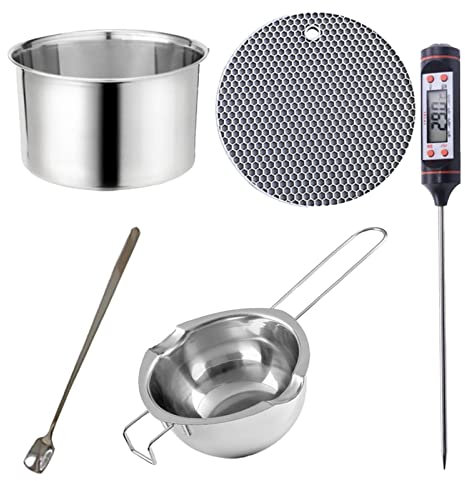 Stainless Steel Melting Pot, Double Boiler With Thermometer And Potholder, Pot With Heat Resistant Handle For Melting Chocolate, Candle Making, Candy, Soap