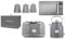 Tower Renaissance Kettle, 4 Slice Toaster. 20L 800W Digital Microwave, Bread Bin & Canisters Matching Set of 7 in Grey