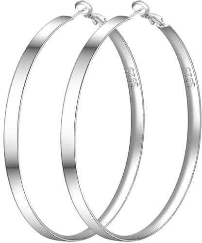 PABBEU 5mm Breit Creolen Silber 925 Groß Ohrringe Silber Hypoallergen Creolen Silber Leicht Silber Ohrringe Damen Mädchen 40/50/60/70mm