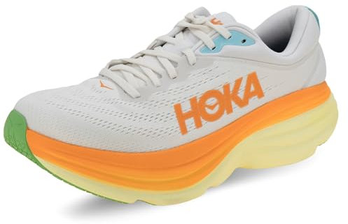 HOKA Bondi 8 Man White Yellow, Blanc De Blanc Solar Flare, 47 1/3 EU