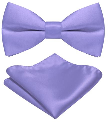 JEMYGINS Herren Matten Fliege erhältlich in Uni Farben inklusive Einstecktuch Set Lavendelviolett